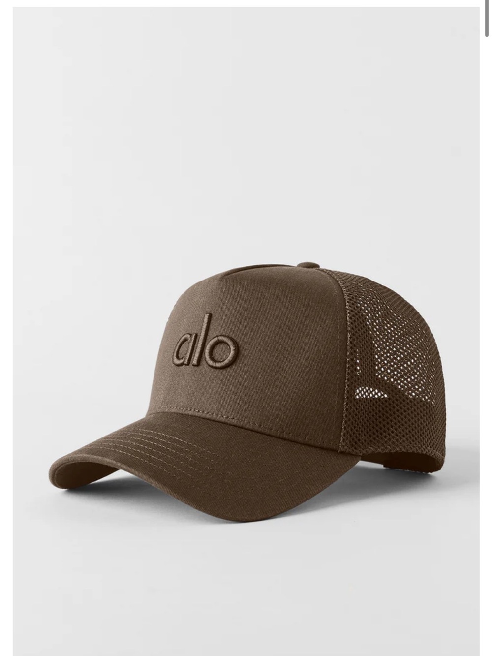 ALO Yoga District Trucker Hat in Espresso NWOT